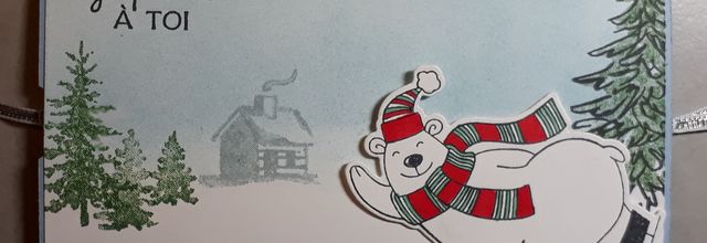 carte de Noël ours qui patine pour ma meilleure amie
