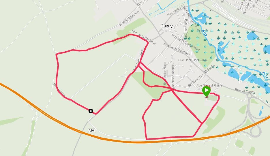 Parcours prévu 7.1 km et réalisé 7.2 (GPS Tomtom et GPS Garmin) et Runkeeper