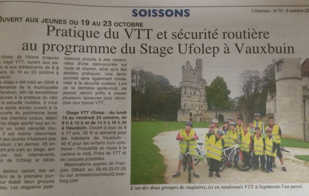 Presse - Pratique du VTT et sécurité routière au programme du stage Ufolep à Vauxbuin