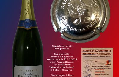 Capsules de champagne personalisées en étain posé sur bouteille Christian Péligri