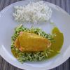 Saumon sauce curry sur lit de courgettes