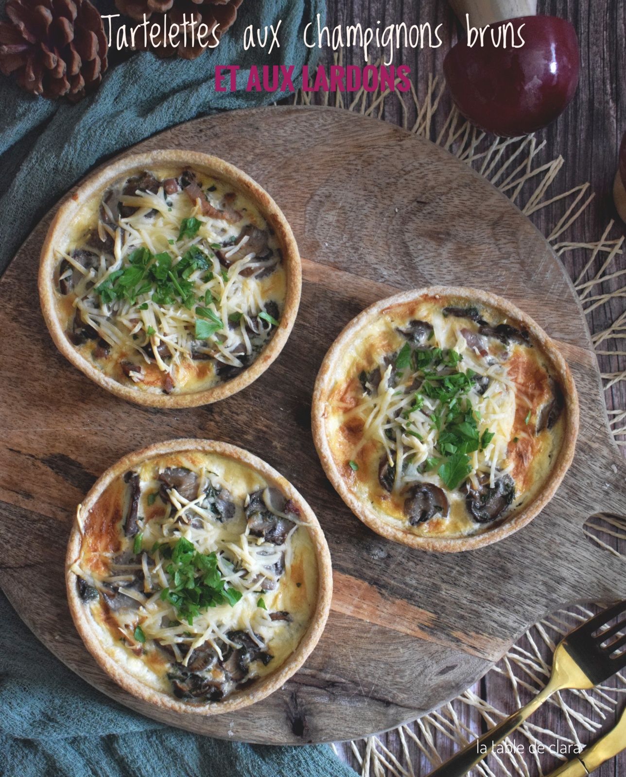 Tartelettes champignons bruns lardons