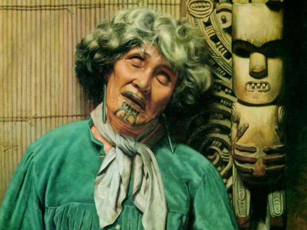 (From L to R) "A High-Born Lady", "A Hot Day", "Forty Winks", "Ahinata Te Rangitautini Tuhourangi Tribe",  "Kapi Kapi, Aged 102", "Tamati Waaka Nene".