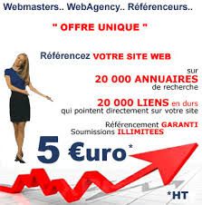 Référencez votre site auprès de 20 000 annuaires pour 5,00 €