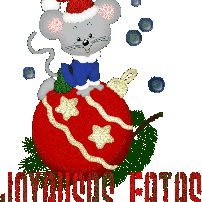 Joyeuses Fêtes - Souris - Boule - Père-Noël - Gif scintillant - Gratuit