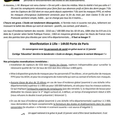 Grève sanitaire du 11 janvier : le nouveau tract de la CGT Educ'action 59/62