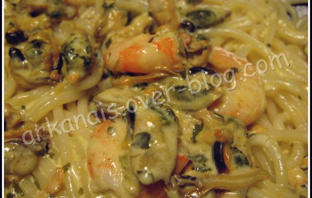 Spaghettis Moules Crevettes