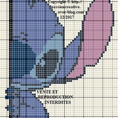 Grille gratuite point de croix : Stitch - Disney - 2017