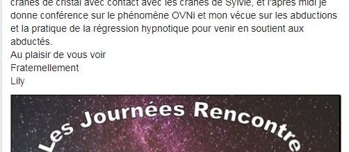 Lily Cowen évoquera son expérience Ovni Extraterrestre à Arcenant en Côte-d'Or le 14 avril 2018
