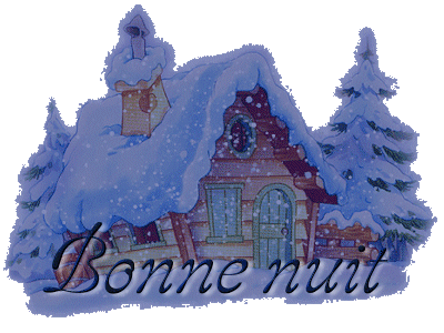 Bonne Nuit - Maison - Neige - Gif animé - Gratuit