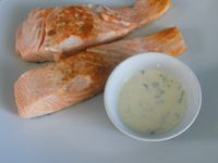 Pavé de saumon sauce citron/moutarde dukan