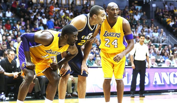 Roy Hibbert, Rudy Gobert et Kobe Bryant 