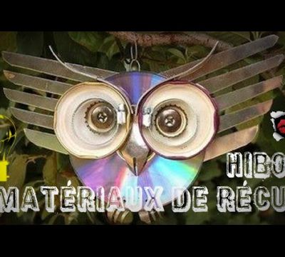 Déco hibou en matériaux de récup 
