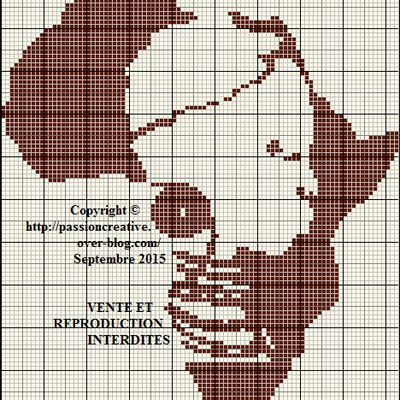 Grille gratuite point de croix : Afrique - Africaine monochrome marron