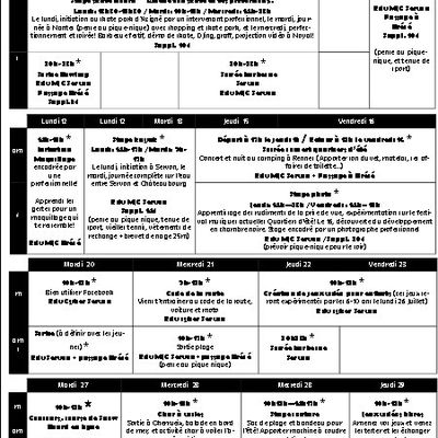 Programme d'activités vacances été 2010