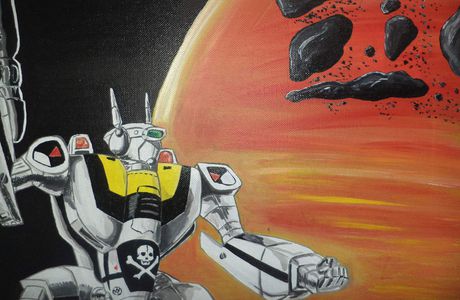 Cuadro Robotech pintado en Acrílico