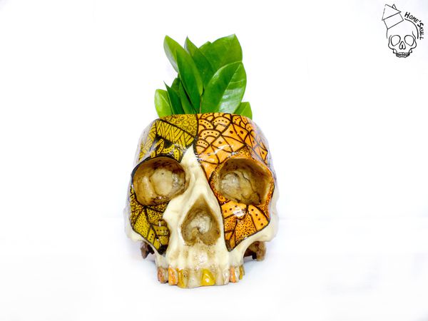 Home'Skull ,Tête de mort , skull, crâne, vanité Cache pot, pot de fleurs, Printemps