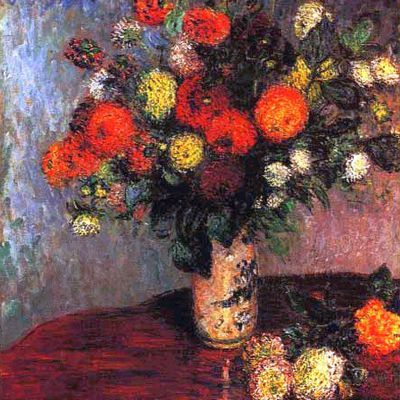 Les fleurs par les grands peintres -   Claude Monet - dahlias