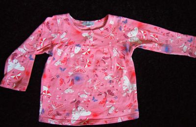 T-shirt rose manche longue papillons fille 18 mois "KIMBALOO"