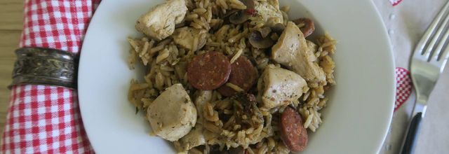 Blancs de poulet au riz, champignons et chorizo au Cookéo ou pas