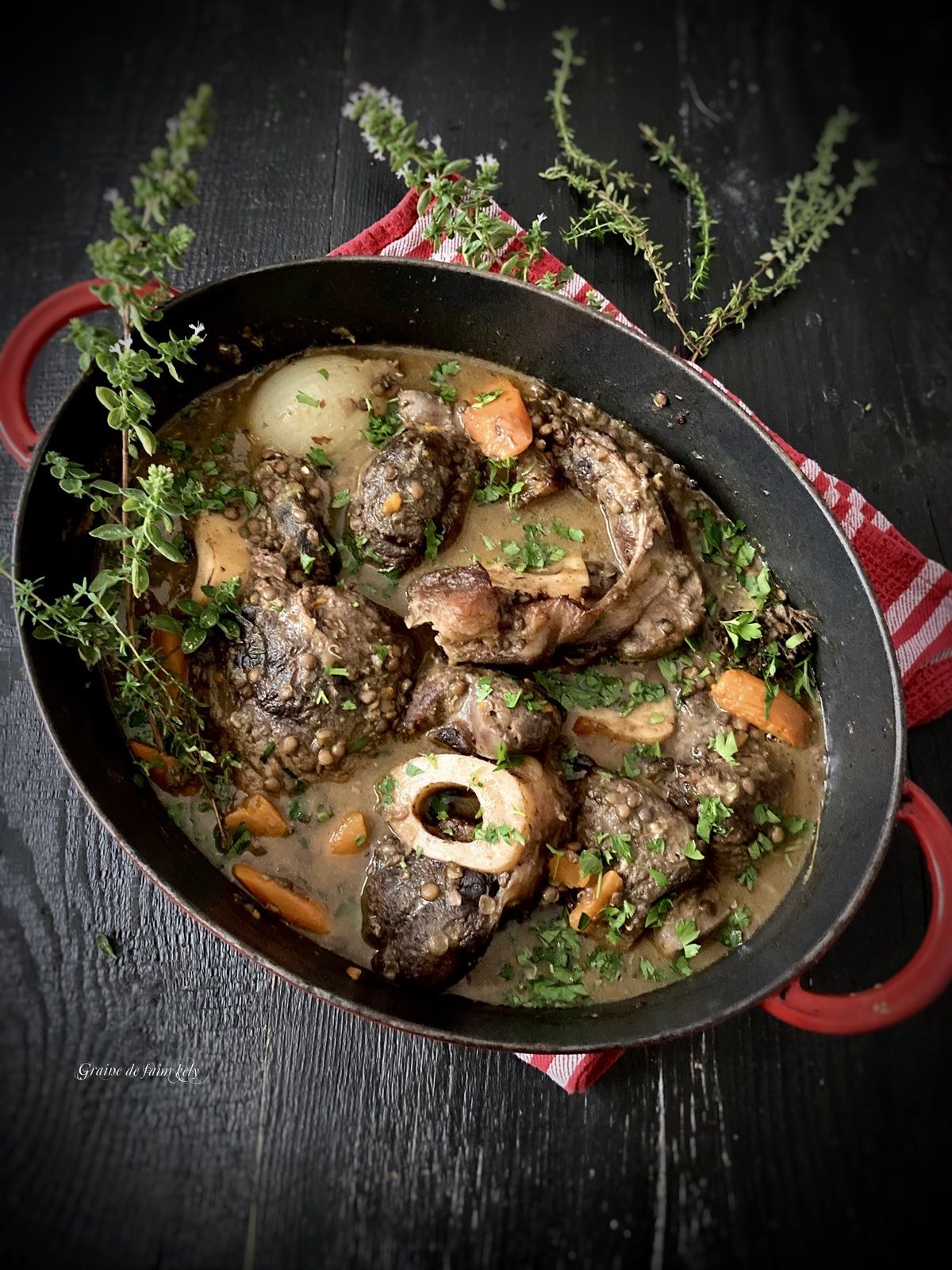 Cocotte de jarret de boeuf aux lentilles - Graine de faim kely