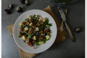 Salade de pois gourmands au comté et aux châtaignes