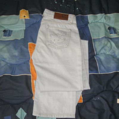 jeans blanc hello kitty