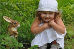 Very Cute Little girl with Rabbit