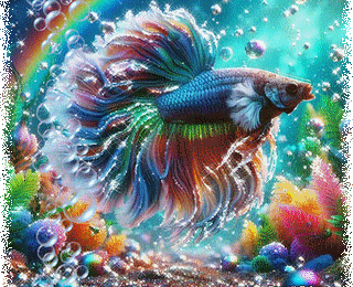 Bonne journée - gif animé avec poisson aux belles couleurs