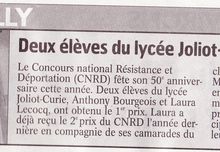 Elèves primés pour le CNRD 2010-2011 (article de journal)