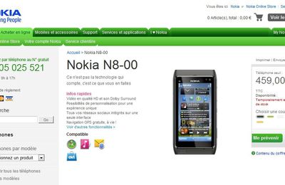 [Disponibilité] Précommande du Nokia N8 sur le Nokia store - France !