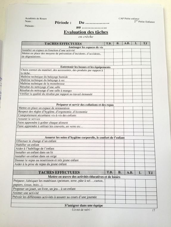 formulaires et  attestation, validation d'acquis , de compétences,  pour valider son stage en CAP petite enfance , maternelle , ATSEM, sur charlotteblablablog