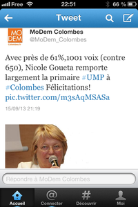 COLOMBES : MODEM = UMP; TRUPIN = GOUETA