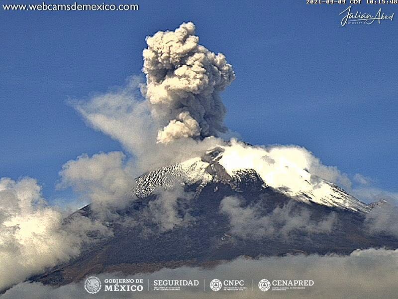 Popocatépetl - eruptive plume of 09.09.2021 / 10:15 am - WebcamsdeMexico