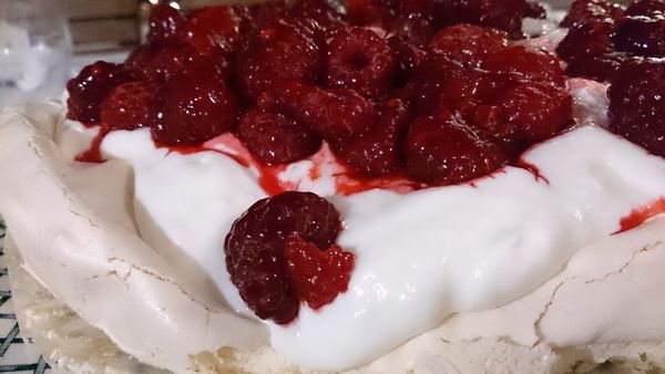 Pavlova aux framboises