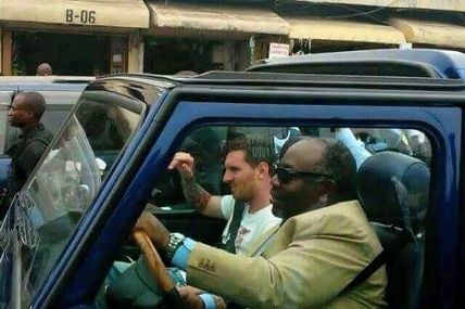 Le demi Dieu argentin et le président gabonais de droit divin, ou le Catalan et le Biafrais : Messi et Bongo en 4X4 à Libreville