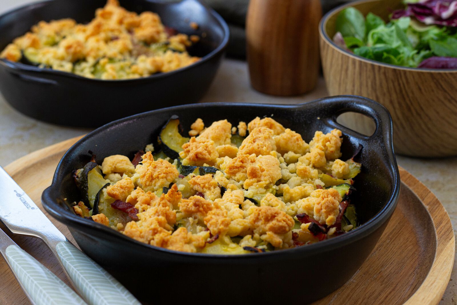 crumble courgette bacon 