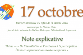 17 octobre 2016: Journée mondiale de refus de la misère, journée internationale de lutte contre la pauvreté!