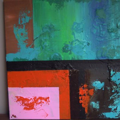 carré bleu vert  rose