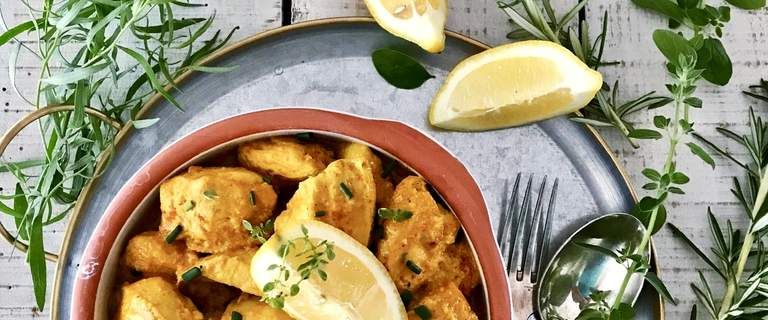 Poulet sauce curry-curcuma et citron