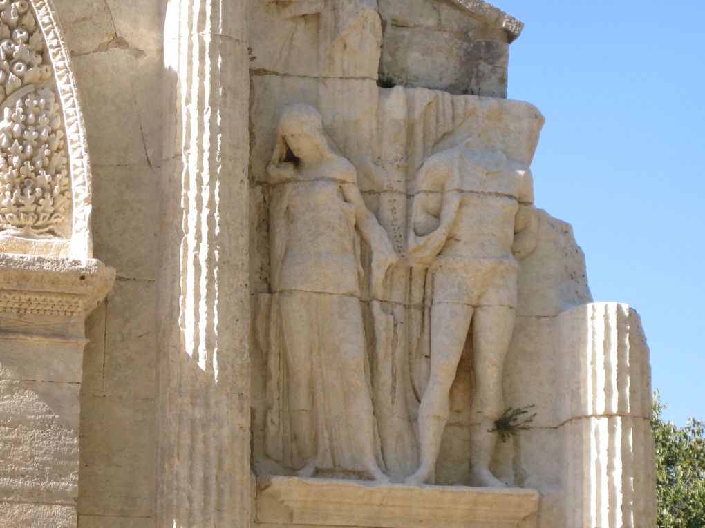 Les Antiques puis le site du Glanum : ancienne ville qui doit son existence à la présence d'une source venant des Alpilles.