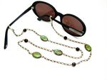 Cordon lunettes fantaisie perles topaze sur chaine bronze, fait main