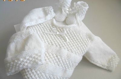 Trousseau Layette Bebe Tricote Main Tricot Fait Main Tricot Bebe Layette Laine