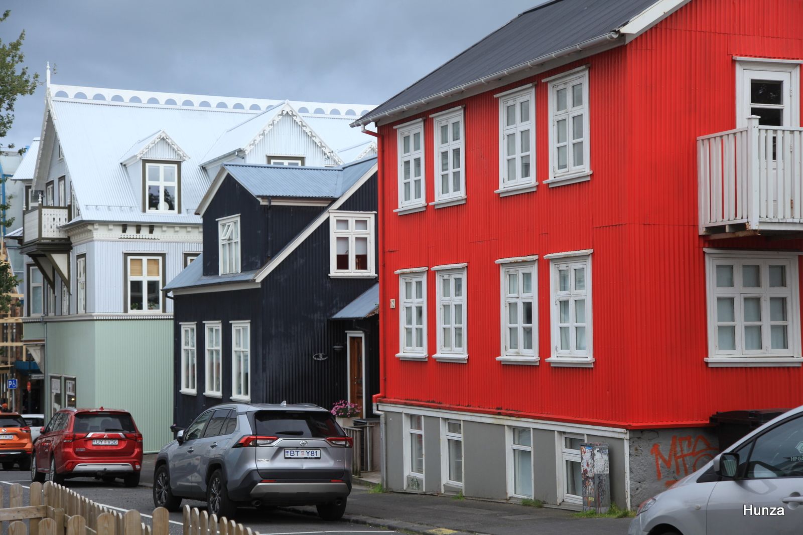 Reykjavik, maisons colorées dans la rue Frakkastígur