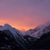 Coucher de soleil sur la montagne