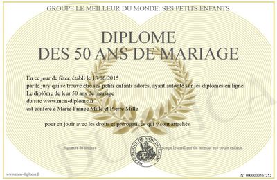 Diplome 50 ans mariage