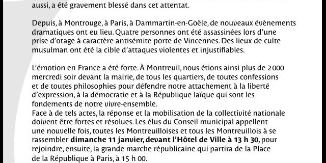 Les élus du conseil municipal appellent à faire face et au rassemblement 