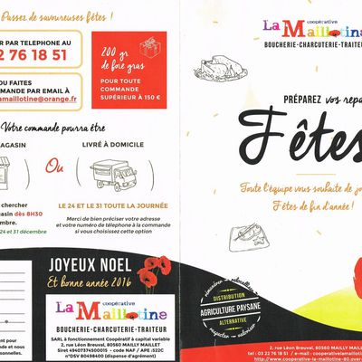 Menu des fêtes de fin d année 2015