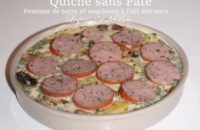 Quiche sans pâte aux pommes de terre et saucisson à l'ail des ours