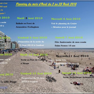 Planing Aout 2010